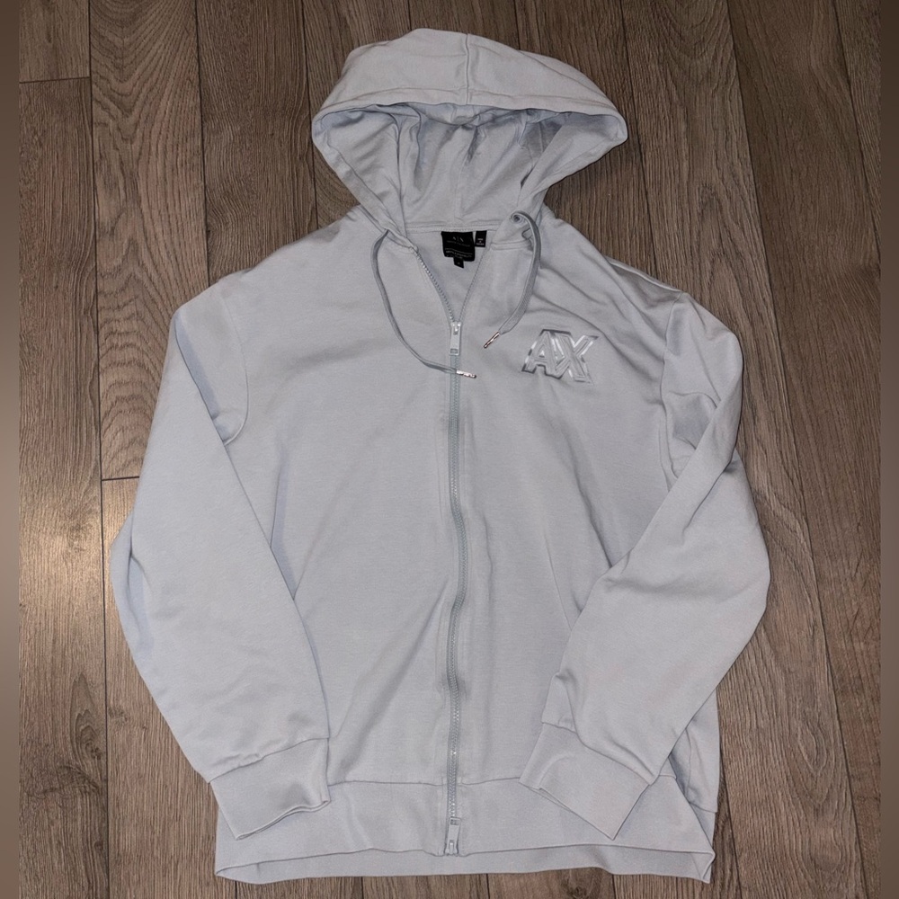 Armani exchange AX Light Gray Zip-Up Hoodie